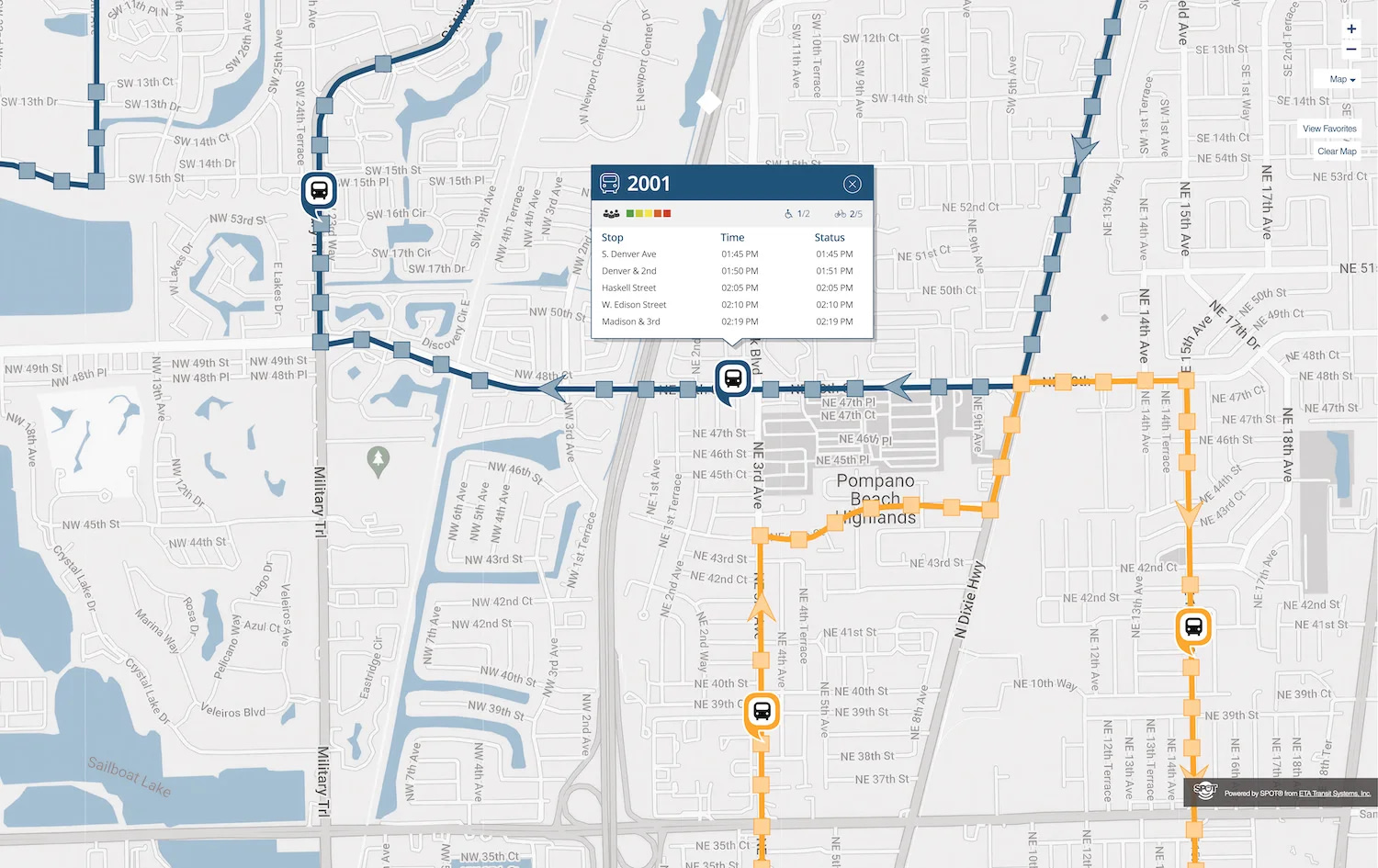 Map Showcasing ETA Transit Asset Management Software